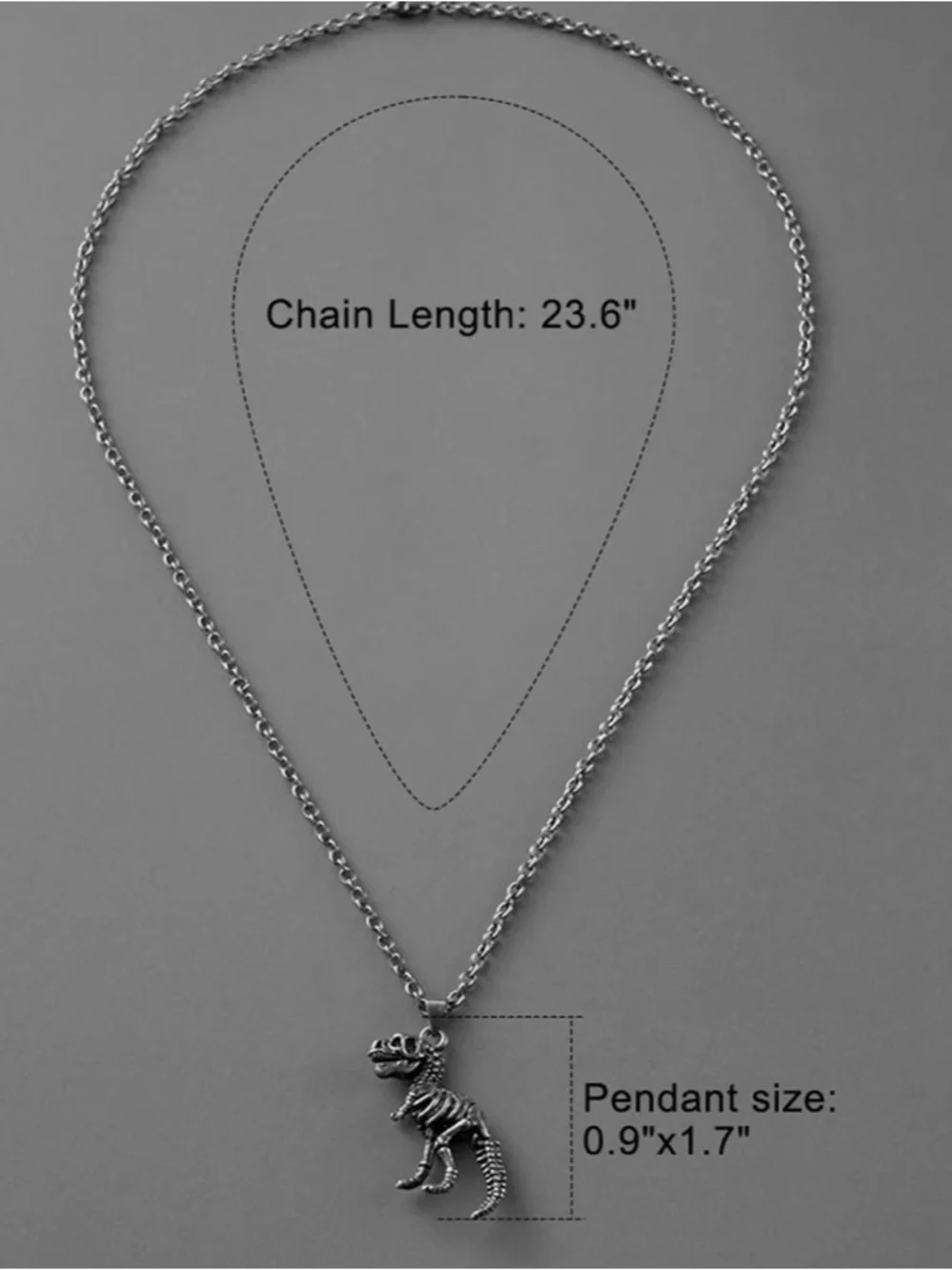 New Punk Youth Silver Dinosaur Skeleton Pendant Necklace